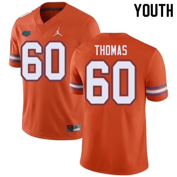 NCAA Florida Gators Da'Quan Thomas Youth #60 Jordan Brand Orange Stitched Authentic College Football Jersey XDL4464TH